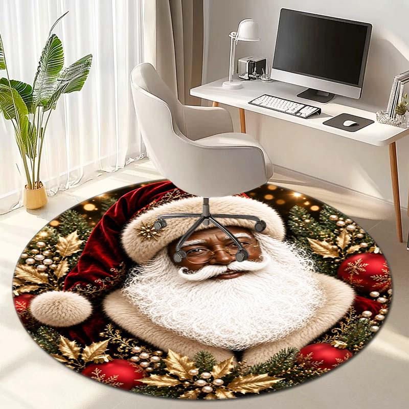 Cute Christmas Day Gift Bell Santa Claus Snowman Christmas Tree round rug Home Soft Decorative Anti slip Chair Mat Carpet Outdoor Floor Mat Carpet 33