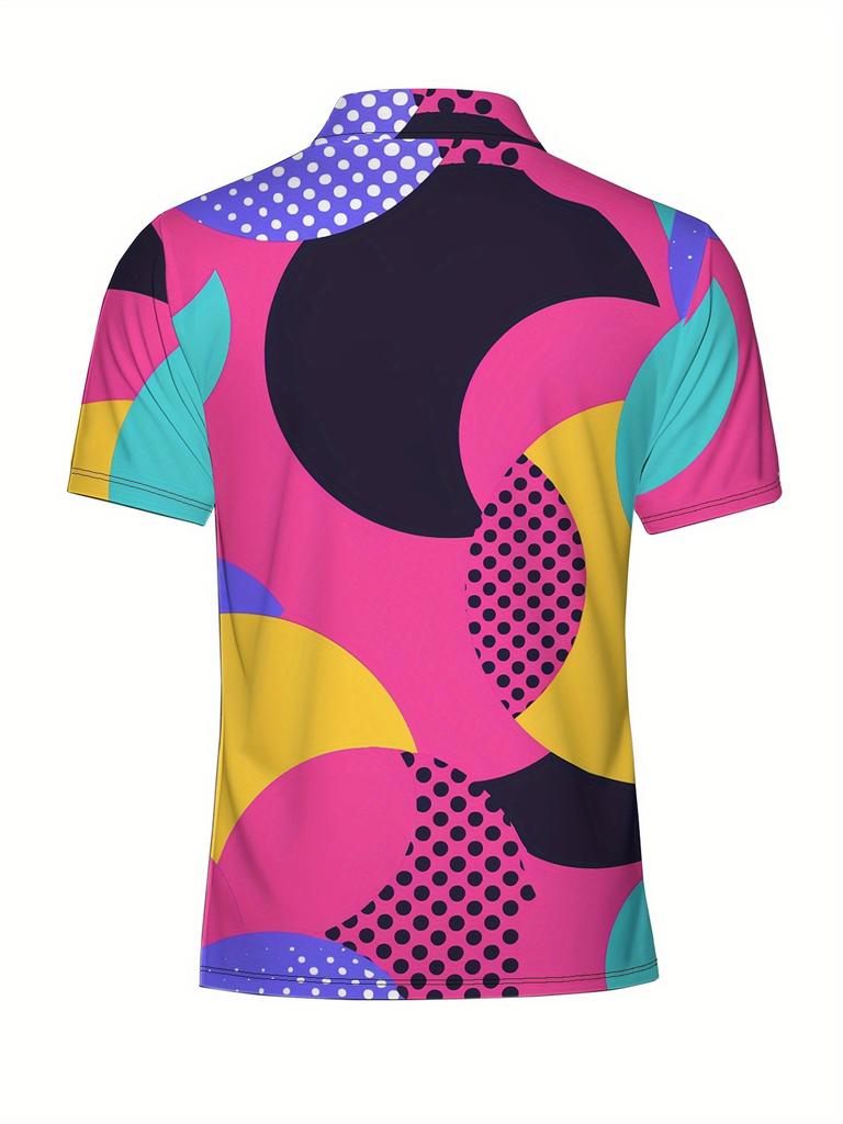 Men'S Short-Sleeve Polo Shirt - Flat Digital Print Pattern - No Texture - Stylish And Easy Short Sleeves, Buttoned, Casual Collared Polo Shirt,