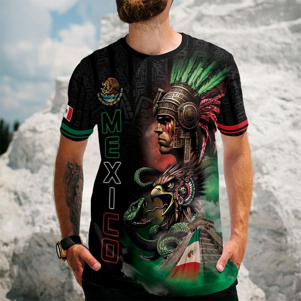 Men's Casual Short Sleeve T-Shirt Mexico Letter Print Crew Neck Lightweight Soft Fabric Comfortable Fit