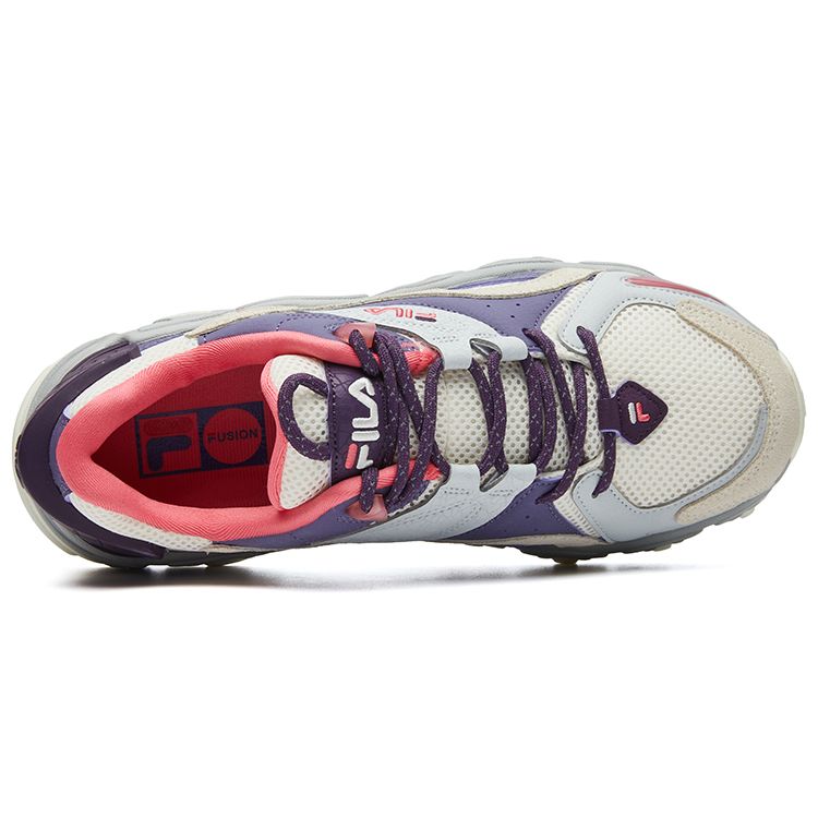 Fila Fusion Tracer Fabric Synthetic Leather Cowhide Suede Lace-Up Low-Top Dad Sneakers Women Sneakers Light-Purple T12W135207FGL