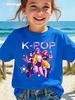 Kpop T-Shirt Casual Anime Character Print Short Sleeve Anime Clothes Soft Comfortable Kids Tee