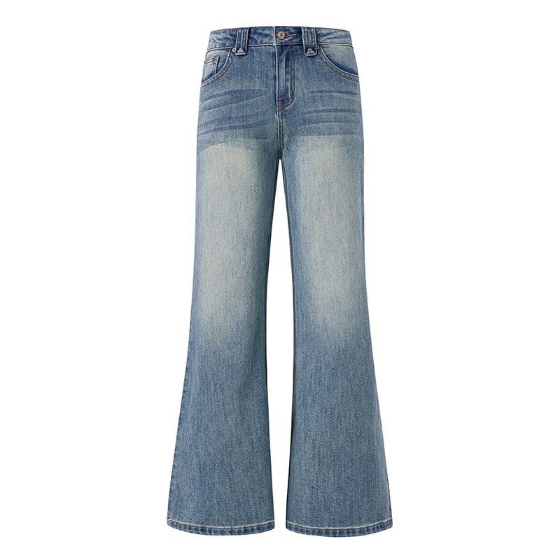 Spice Girl American micro-pull jeans women's autumn and winter new low-rise elastic and thin versatile horseshoe flared pants