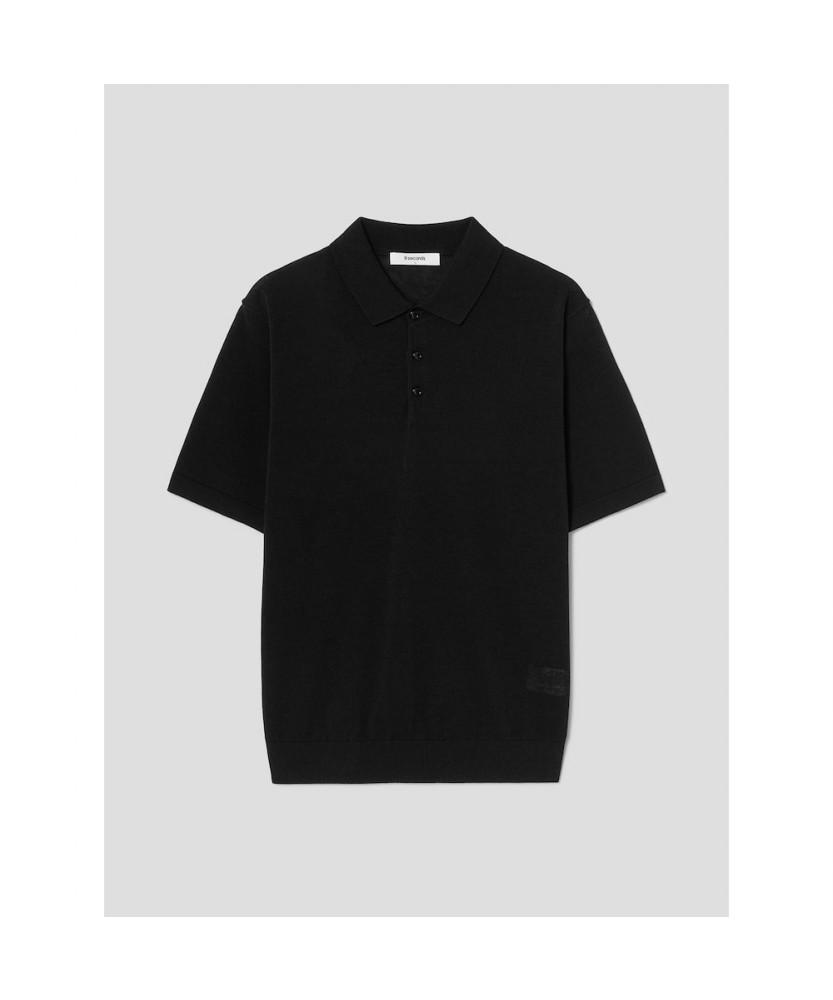 8SECONDS Cotton Blend Collar Neck Short Sleeve Knit Black