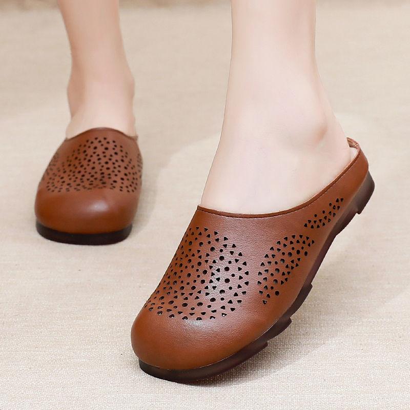 

Женские зеленые сандалии 2024 года, летние удобные босоножки на платформе из натуральной кожи, нескользящие, модные женские туфли CN 35