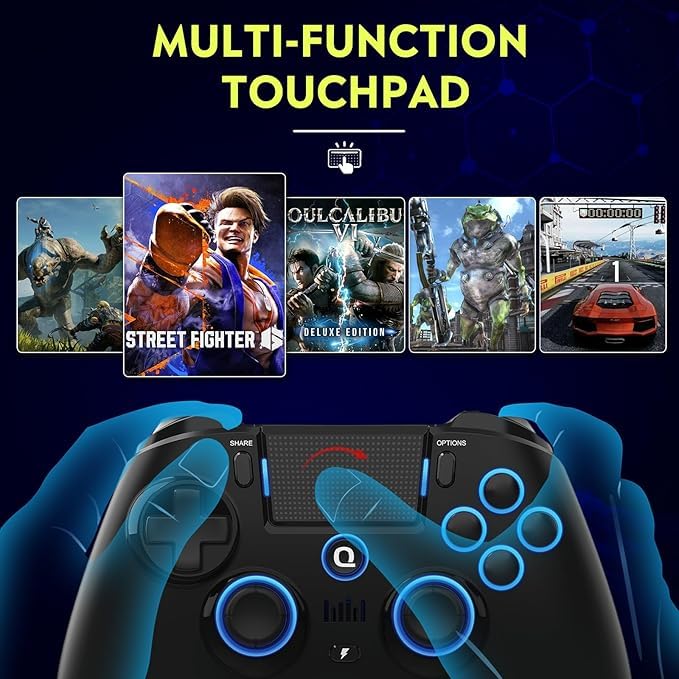 QRD Spark N5 Controller for Compatible with PS4 Pro Slim PS3 Steam Deck PC Hall Effect Audio Port Speaker Rapid Motion Mappable Functions PS5,