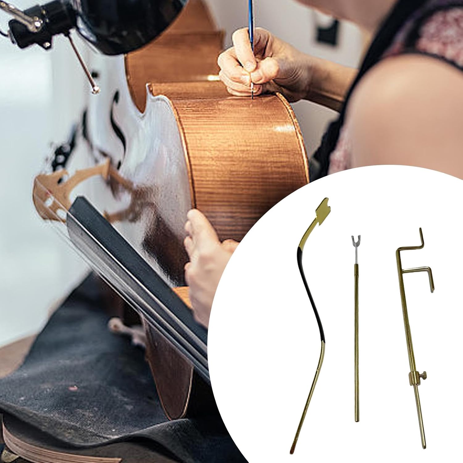 

3x Cello Luthier Tools,Retriever Clip and Setter Accessories,Luthier Repair Tool Set,Cello Sound Post Tool for DIY Pianists, bent bent
