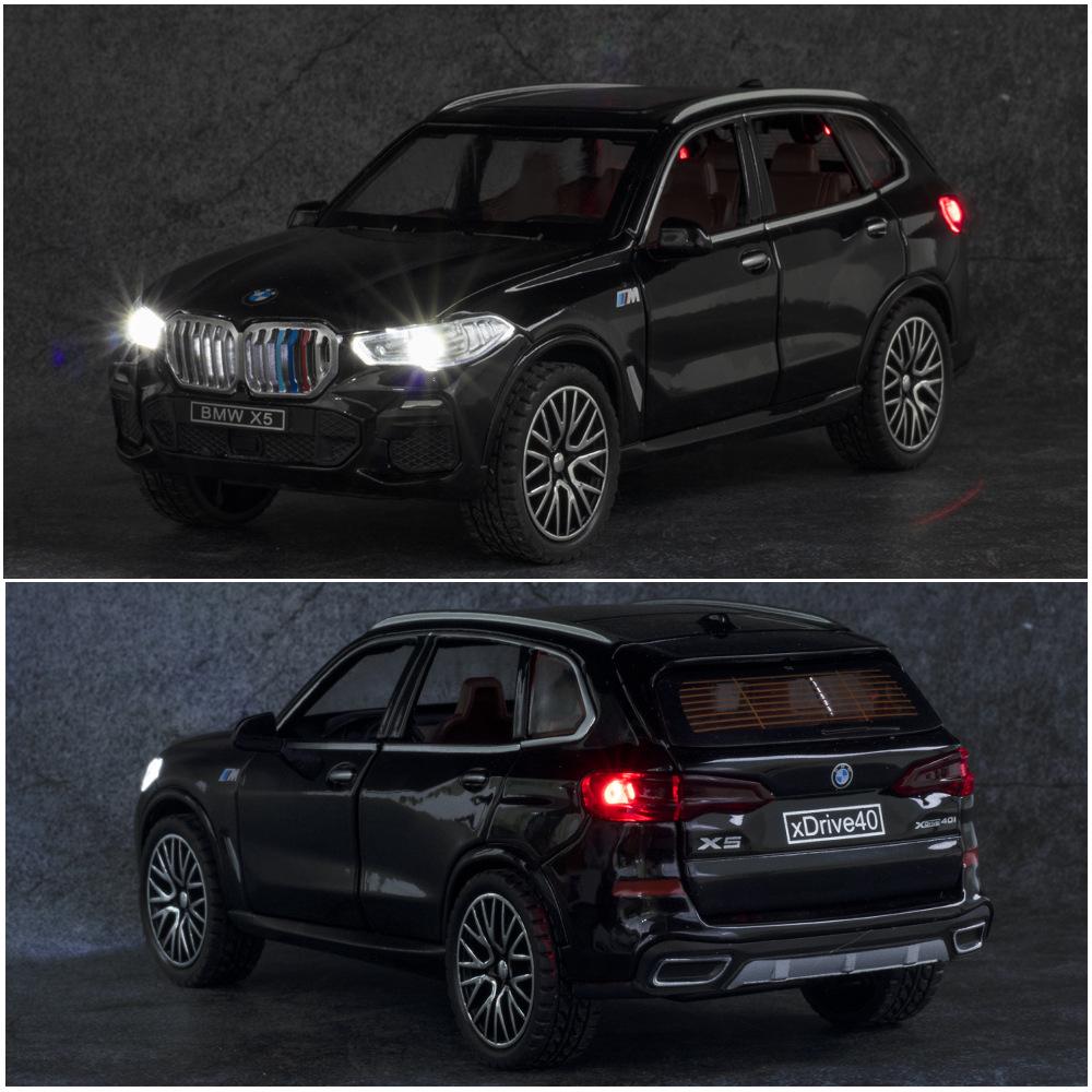 1:32 Compatible for BMW X5 SUV Model Car Toy, Zinc Alloy Pull Back Toy Car with Sound and Light for Kids Boy Girl Gift