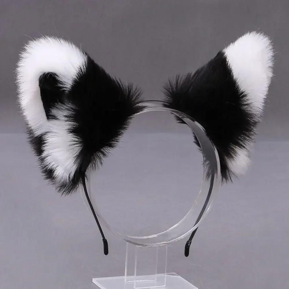 Womens Lolita Plush Hair Ornaments Animal Cat Ears Hair Halloween Party Hair Hoops Anime Cosplay Fancy Props
