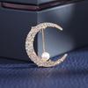 Moon Brooch Lightweight Summer Brooch Simple Imitation Pearl Anti-light Pin New High-end Clothing Accessories
