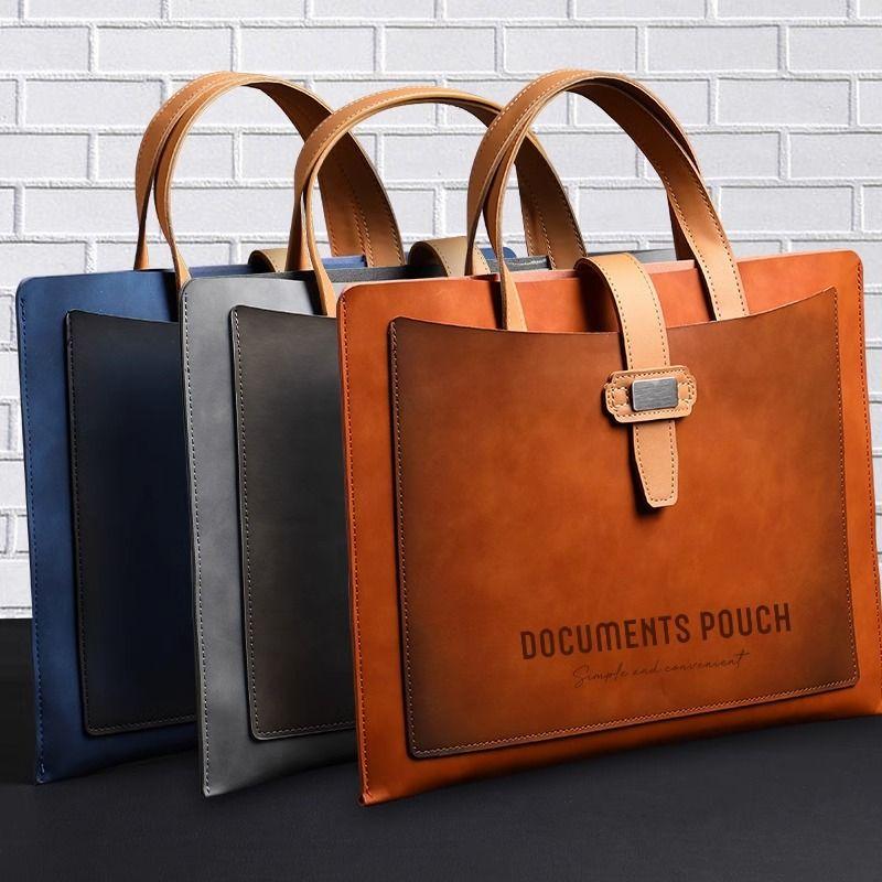 Großes Fassungsvermögen A4 Aktentasche Leder Handheld Aktentasche Mappe Aktentasche Business Büro Großes Fassungsvermögen