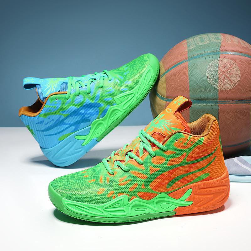 739 men's and women's basketball shoes spring, autumn and winter medium and high-top mesh mandarin duck color scheme fashionable couple non-slip