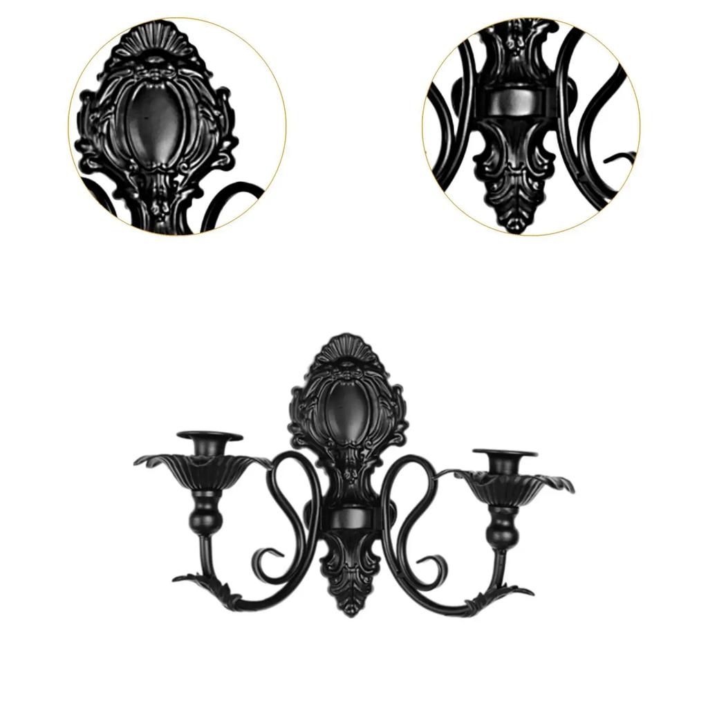 American retro black wall-mounted candlestick, background wall decoration, candle cup, garden wall hanging item, candle stand