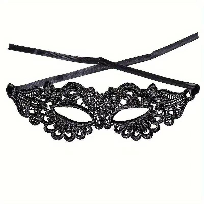Adult Masquerade Irregular Black Lace Half Face Mask with Musical Note Design