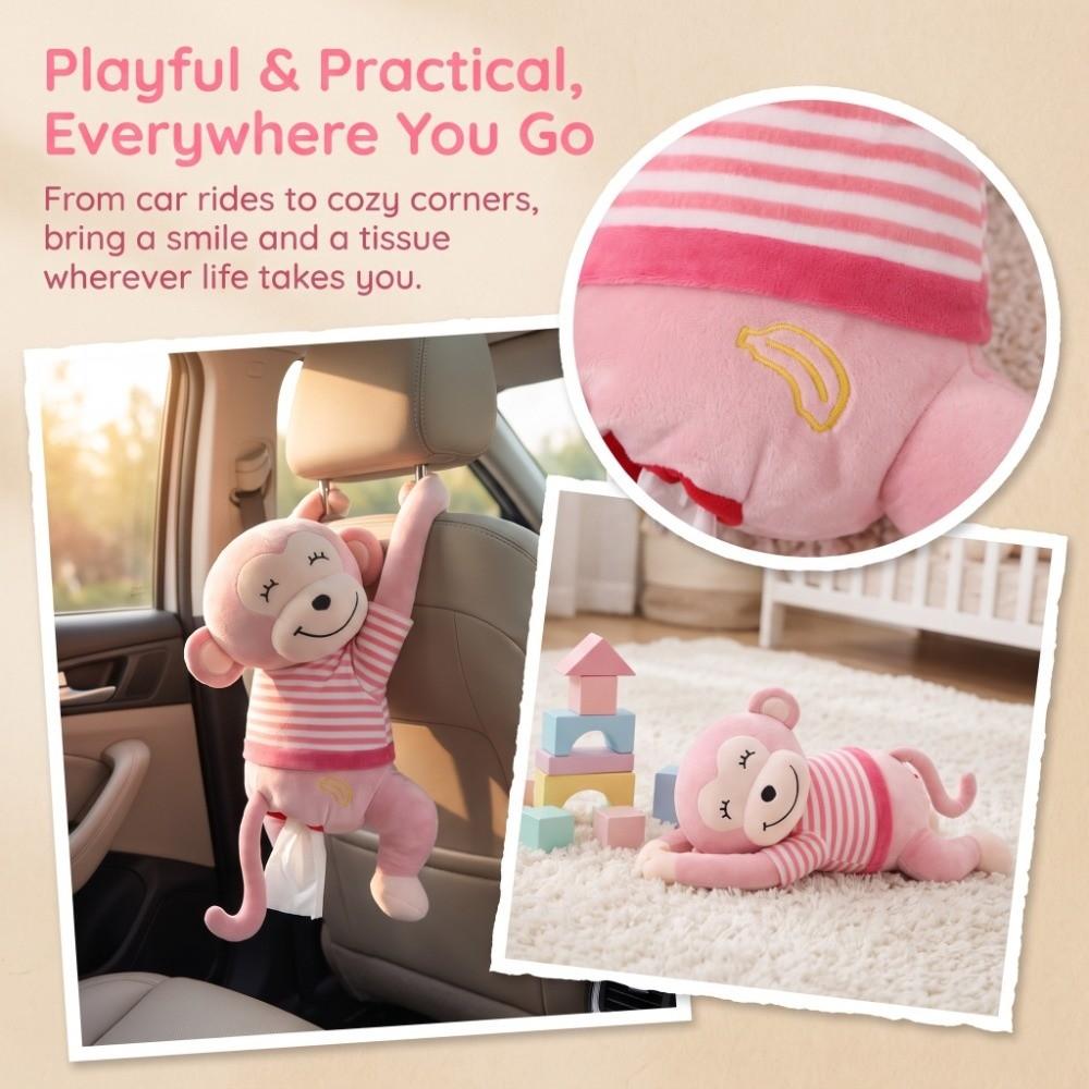 Plush, PP cotton Monkey Plush Tissue Box  Road trip convenient tissue access