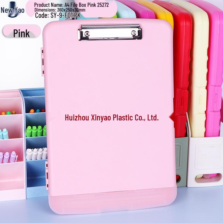 Large Capacity A4 File Box with Pen Slot & Clipboard for A5 Paper Storage