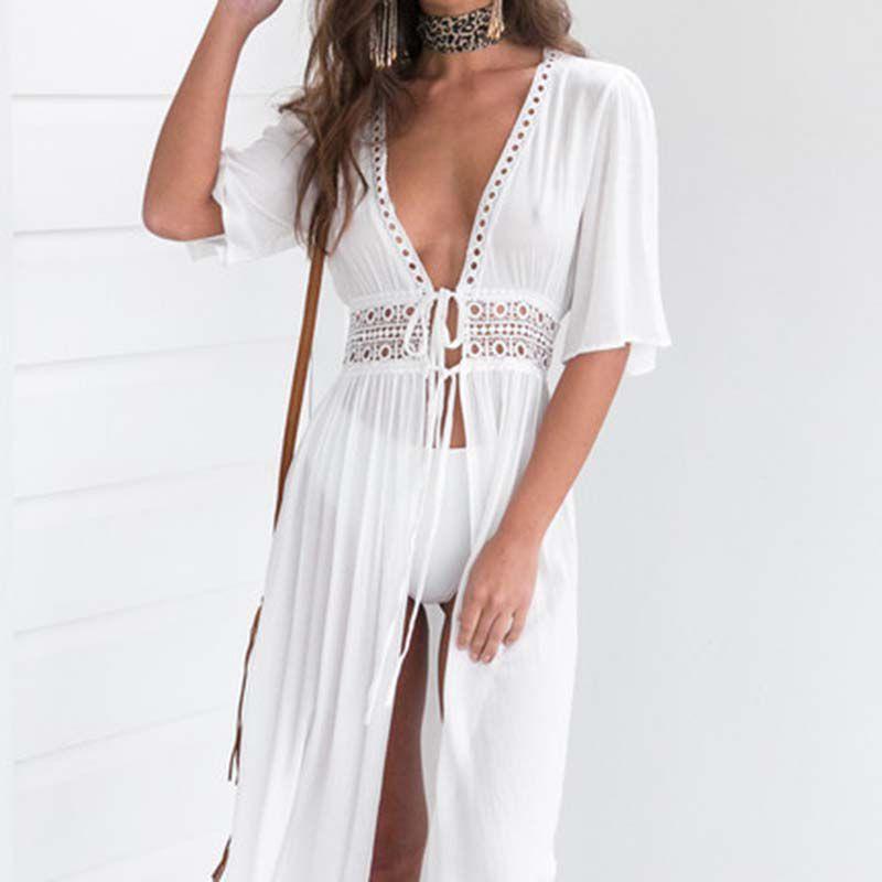 Schickes Damen Spitzen-Häkel-Strandkaftan-Kleid für mühelosen Sommerstil