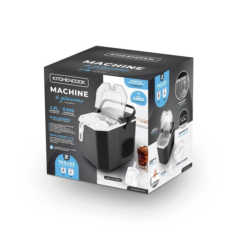 Kitchencook cubeo schwarzer Eiswürfelbereiter 12kg/24h