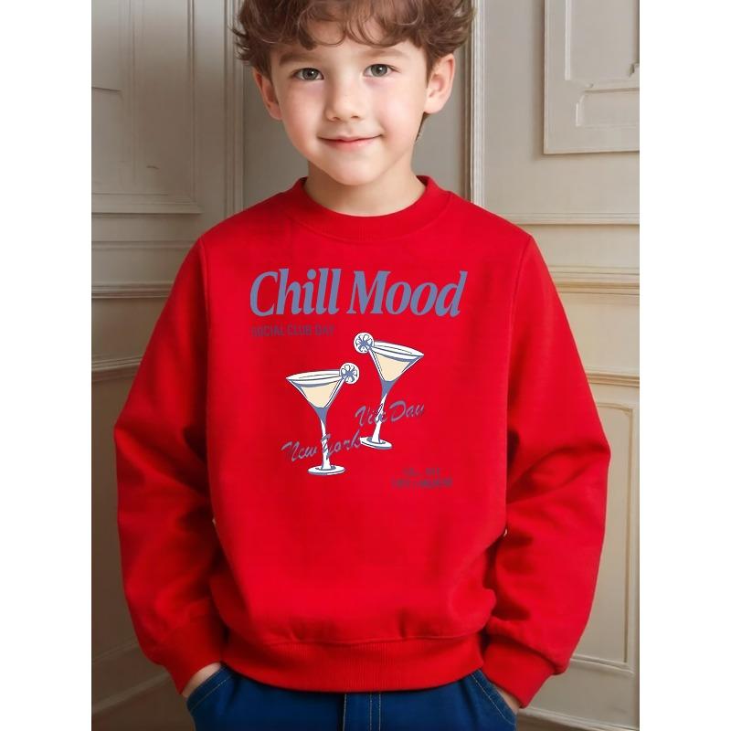 Casual Trendy Printed Crew Neck Sweatshirt for Kids Daily School Leisure And Comfortable Wear