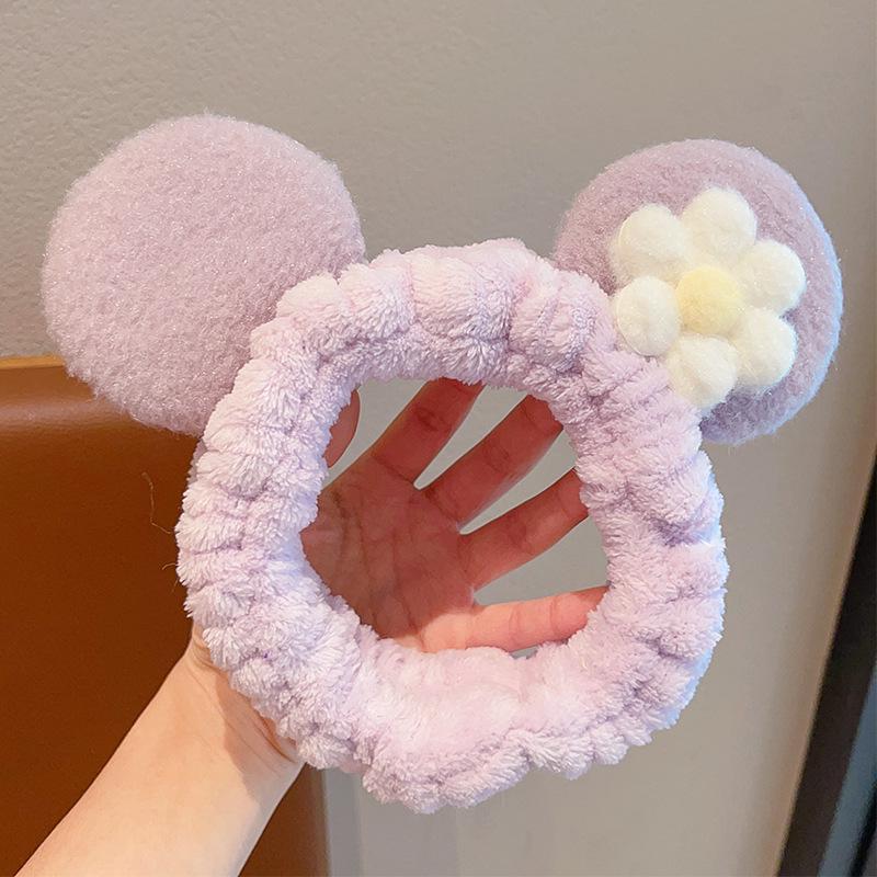 2024 Cute Cartoon Plush Headband for Women - Makeup, Hair Clip & Tie