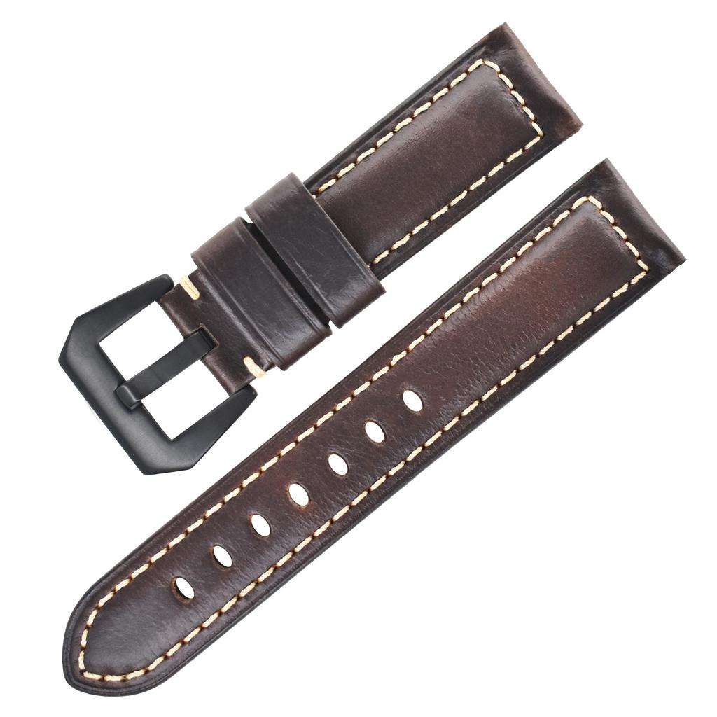 First Layer Genuine Cowhide Oil Wax Leather Business Watch Strap 18mm to 26mm Replacement for Cartier Watch Durable Wristband Accessory