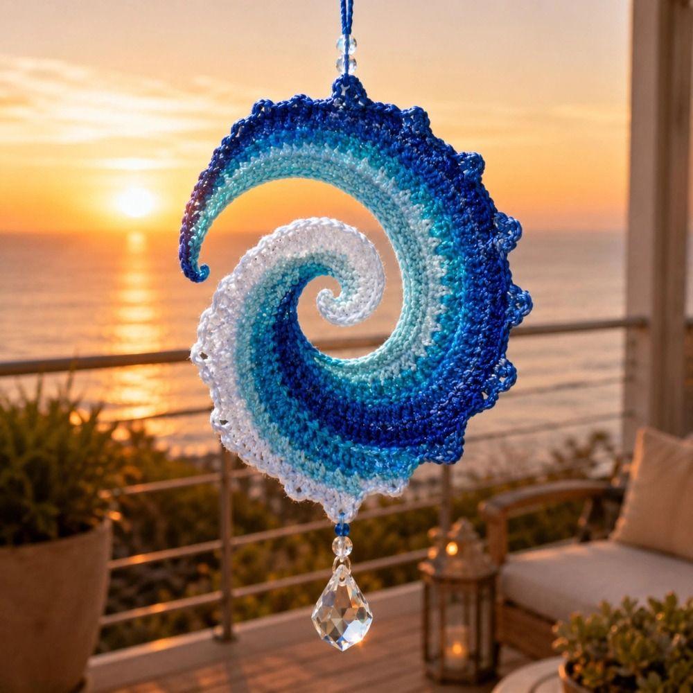 Handmade Spiral Wave Ornament Kit Beaded Crochet Ornament Kit Creative DIY Crochet Set