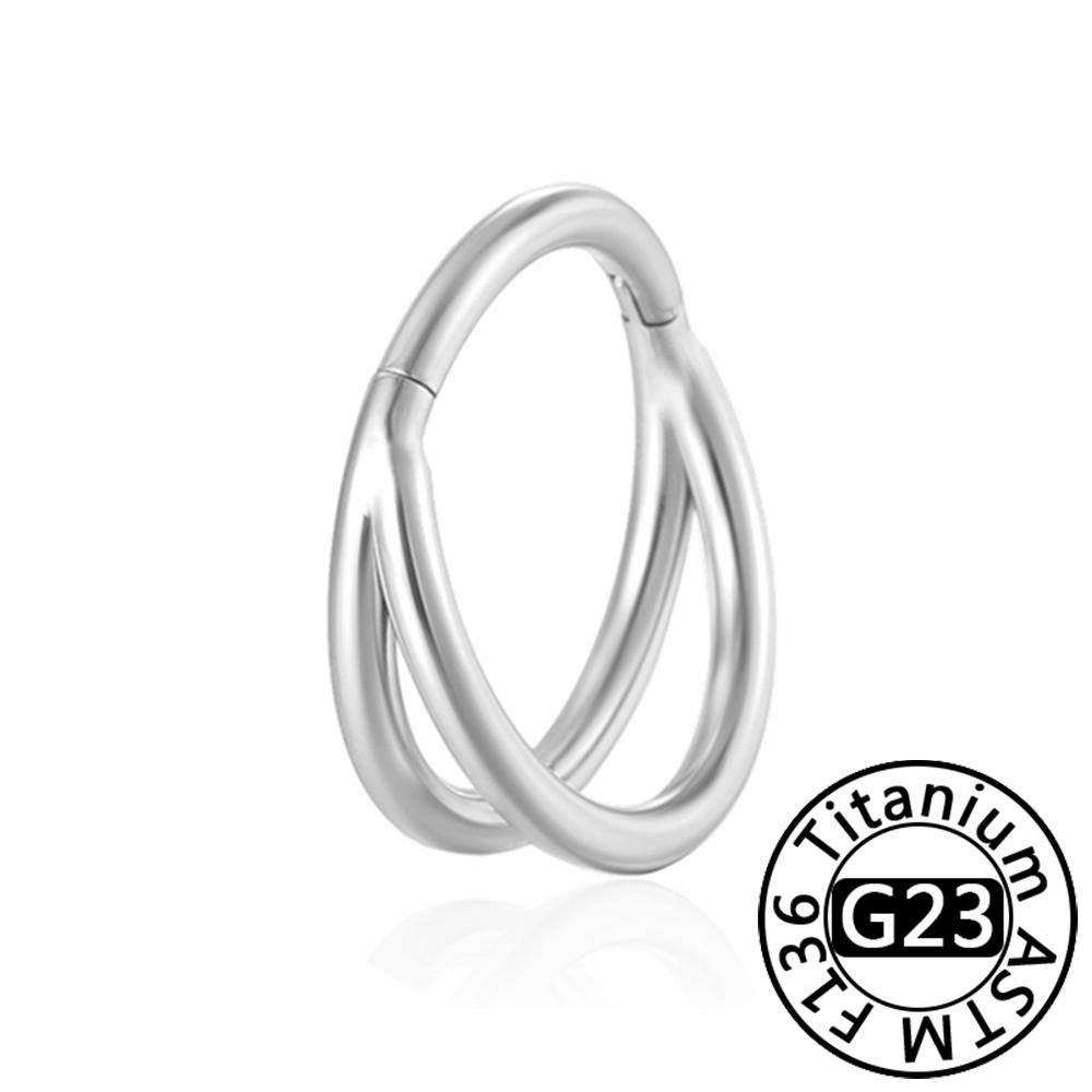 Anillo de Nariz Clicker de Titanio G23 Cartílago de Oreja Tragus Helix Daith Pendientes Redondos Aro CZ 16G Segmento con Bisagra Joyería para Piercing Corporal