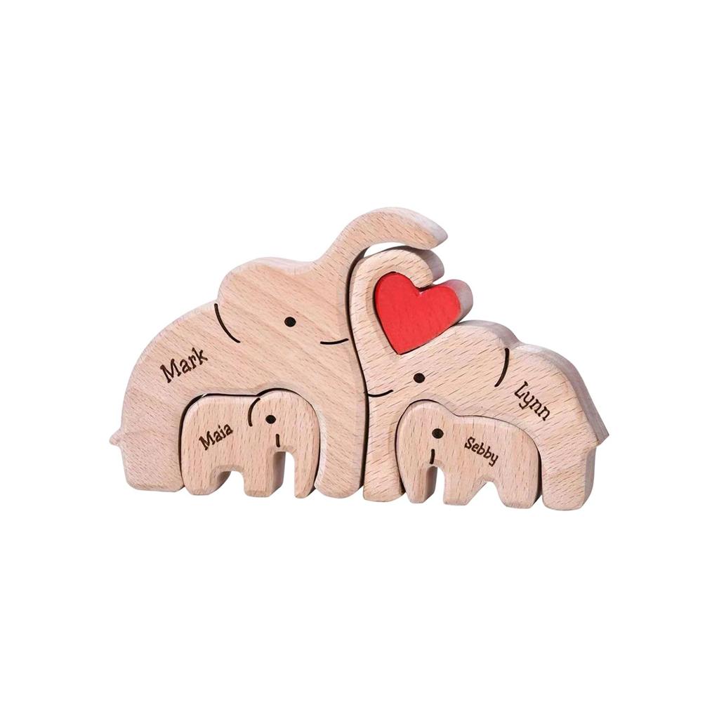 Family Wooden Sculpture Crafts Decoration Wood Carving Living Room Tabletop Ornament