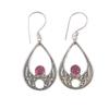 Pink Rubellite Gemstone 925 Sterling Silver Handmade Jewelry Hook Earrings 1.91" EE-90-9