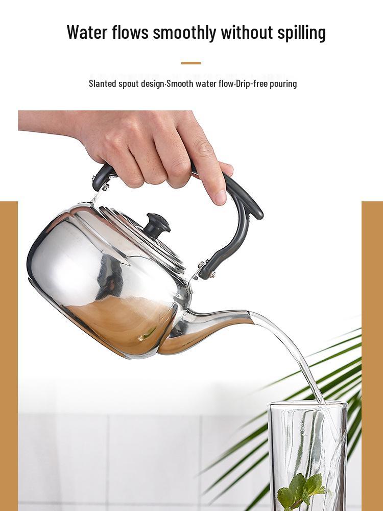 Large Exquisite Black Stainless Steel Teapot for Boiling Water and Tea, Suitable for Restaurants and Hotels