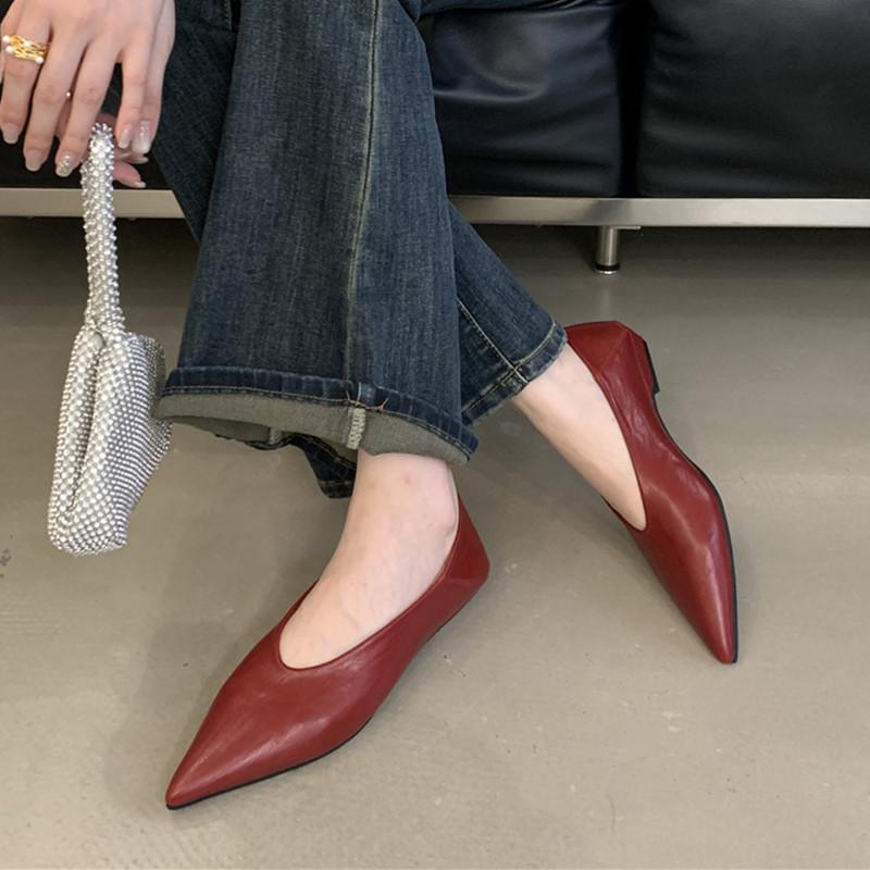 Fashion Bailamos Women Flat Shoes Fashion Pointed Toe Slip On Ladies Elegant Sandals Soft Flat Heel Outdoor Dress Shoes Mujer