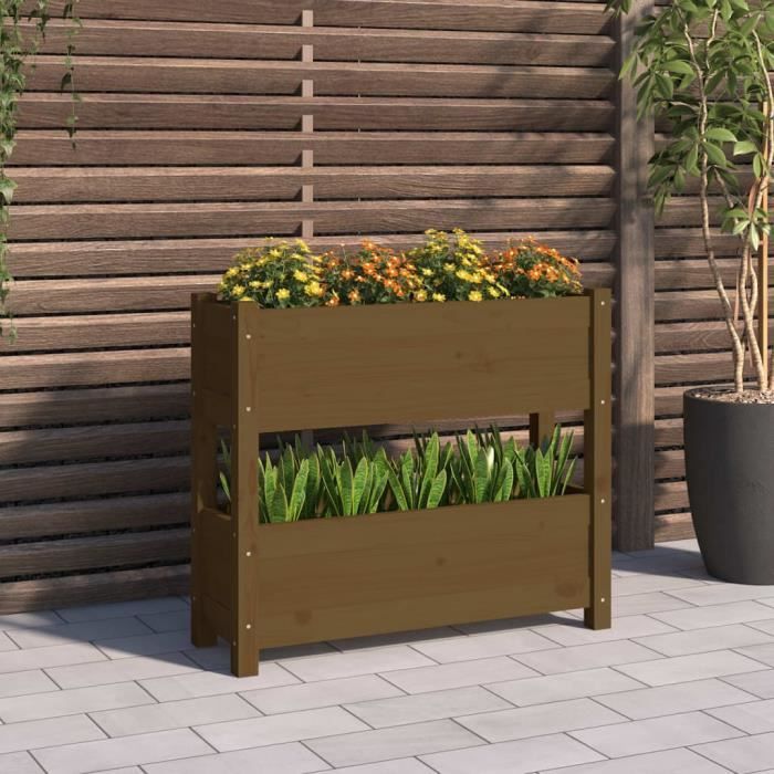 VidaXL Jardinière Marron miel 77x25x66 cm Bois massif de pin 823944