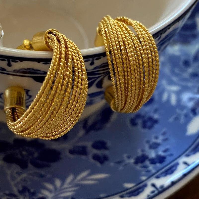 Trendy Women s C-Shaped Multi-layer Earrings: Creative Ins Style Jewelry