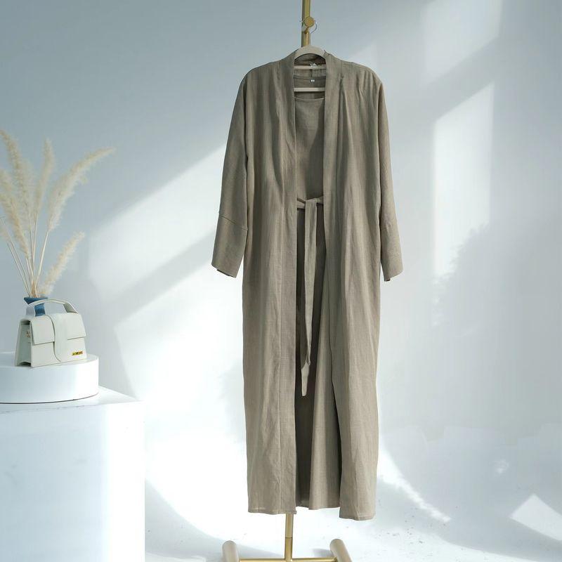 New Middle East Dubai Solid Cardigan Robe Dress Ethnic Style Solid Color Dress