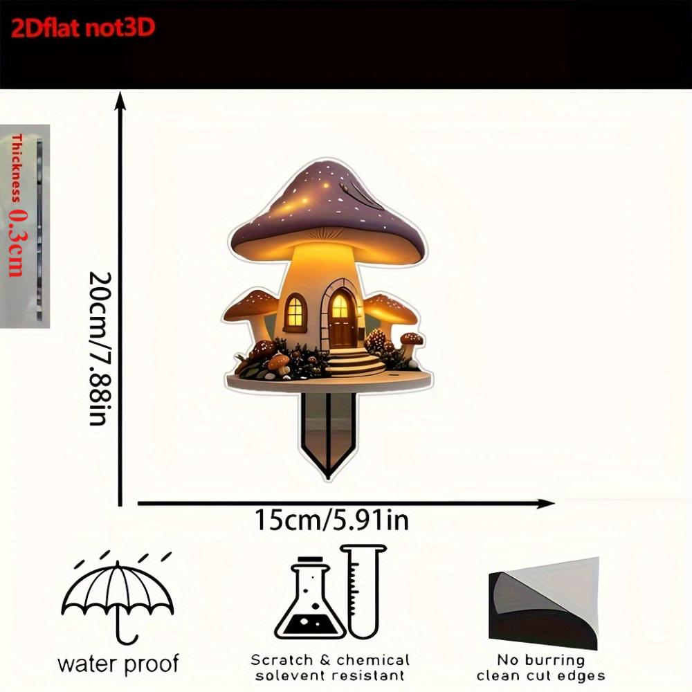 Okouzlující pohádkový houbový domeček, 2D plochý akryl, dekorace, vhodný pro zahradu, trávník, pokojové rostliny, venkovní, Vánoce, Halloween