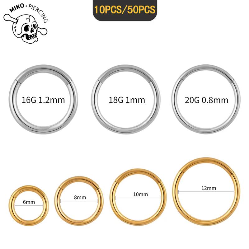 10/50 Stück G23 Titan Nasenring 16G 18G 20G Scharnier Clicker Segment Septum Ring Damen Herren Ohrknorpel Ohrring Piercing Schmuck