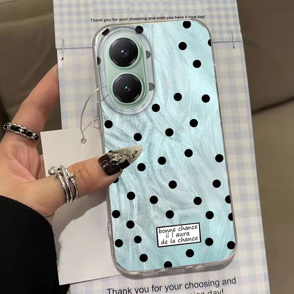 Black Circular Dots Feather Texture Phone Case for Xiaomi Poco X5 X7 M6 Pro X6 X3 Pro NFC C75 C71 C65 C61 M5S Women Girls Cover