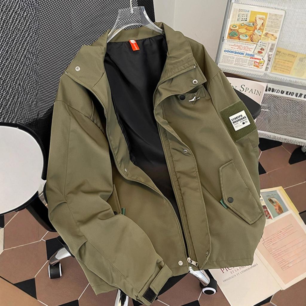 Spring and autumn tooling jacket men's American retro casual trendy brand Japanese Hong Kong style ruffian handsome Korean version trendy loose jacket