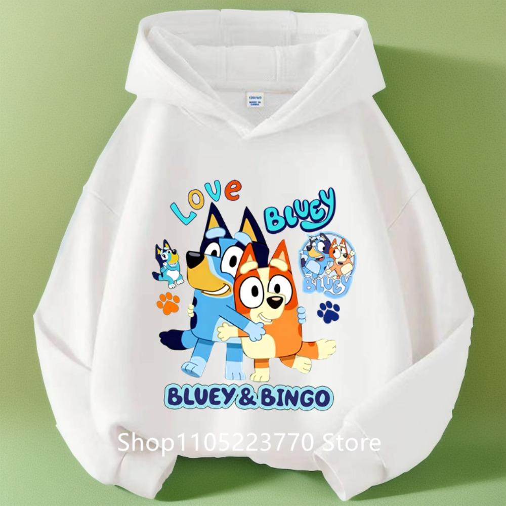 Kids Bluey Hooded Sweatshirt Fall Winter Warm Soft Pullover Comfortable Playwear for Boys Girls