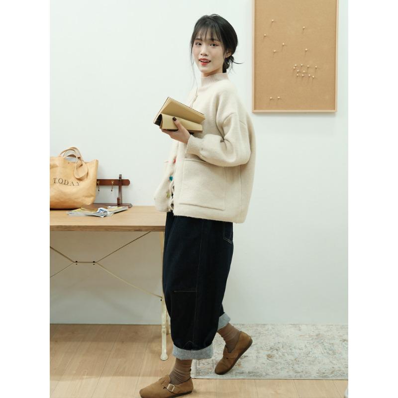 Dimanaf Plus Size Autumn Women Solid Buttons Sweaters Jacket Knitting Fashion Oversize Casual Style Loose Cardigan Sweater