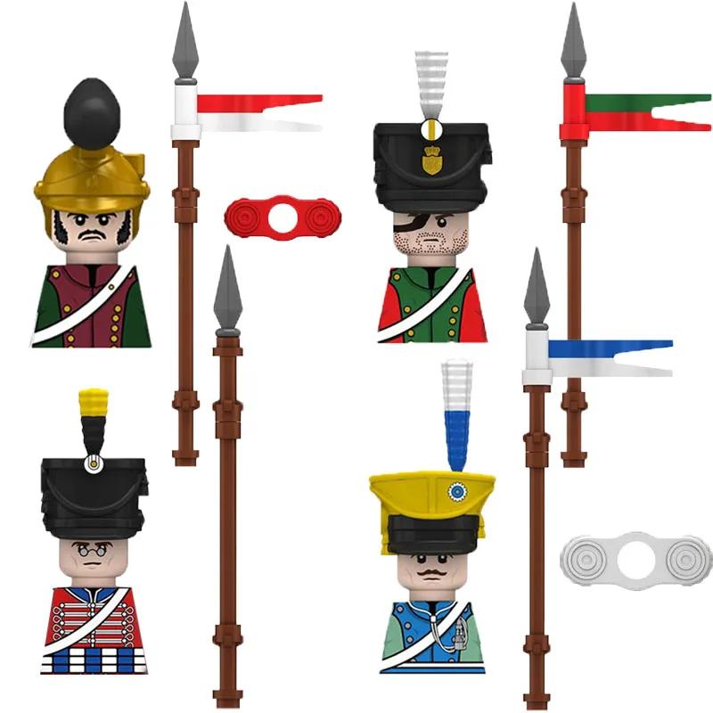 Medieval Napoleonic War Soldiers Figures Military MOC Building Block Knights British French Fusilier Rifles Weapon Kids Toy B08