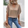 Women's Fashion Casual Summer Spring Solid Color Print 1/2 Sleeves V-Neck Blouses & Shirts