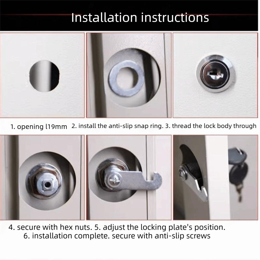 Practical Single Open Cabinet Lock Silver Metal Cabinet Cam Lock Easy Replacement with 2 Keys Mailbox Lock Mailbox