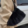 Furry Bag Women's 2025 Autumn New Fashion Simple Furry Shoulder Bag Texture Women's Portable Tote Bag