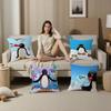 Cartoon Cute Pingu Penguin Maple Design Cushion Cover Happy Autumn Harvest Decor Holiday Decorati Pillow Cover