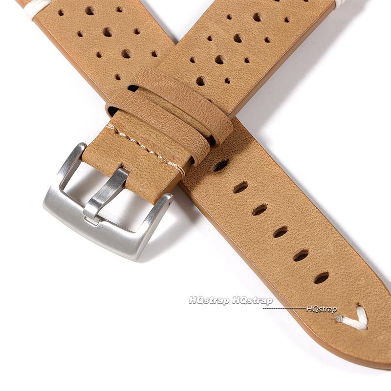 Breathable Genuine Leather Watch Strap Quick Release 20mm 22mm Cowhide Band Oil Wax Black Red Yellow Brown Women Men Watchbands