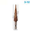 M35 Cobalt Containing Hexagonal Spiral Step Drill Stainless Steel Tapping 3-12/4-12mm Pagoda Drill Cutting Tool Drill Bit Tool