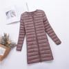 New Down Jacket Women's Light, Medium and Long Fashion and Thin White Duck Down Snap-button Round Neck Warm Liner Jacket