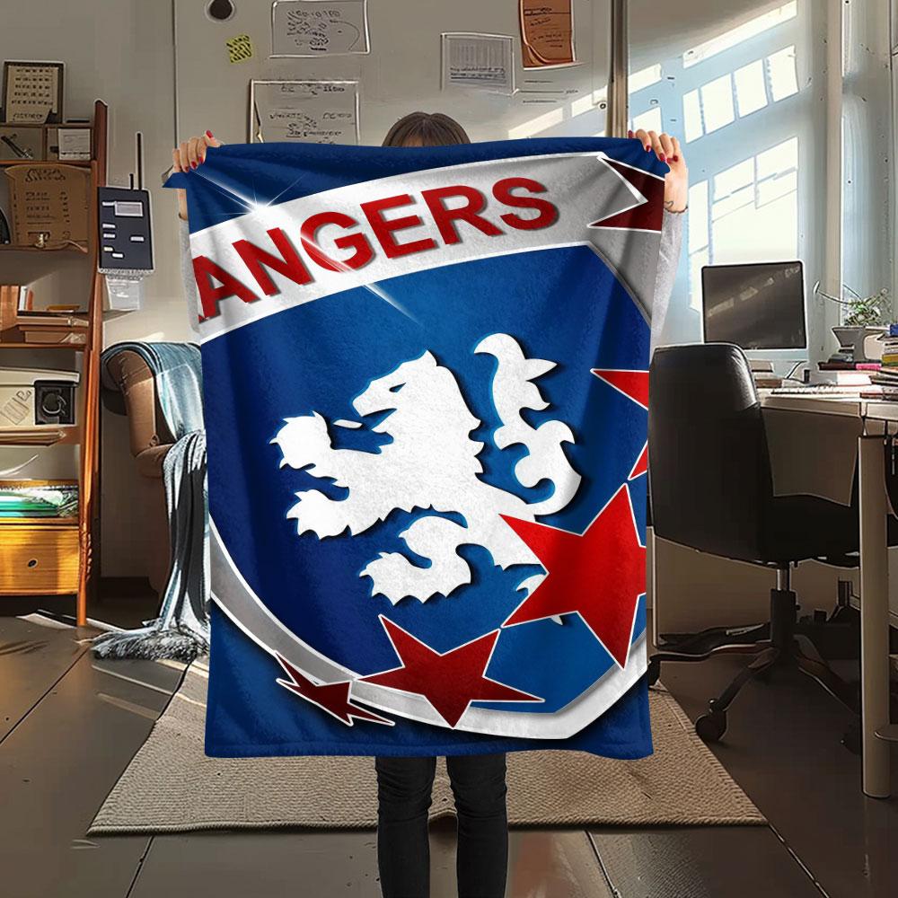 Rangers FC Printed Flannel Blanket, soft throw for bedroom sofa, washable, Christmas present, great gift.