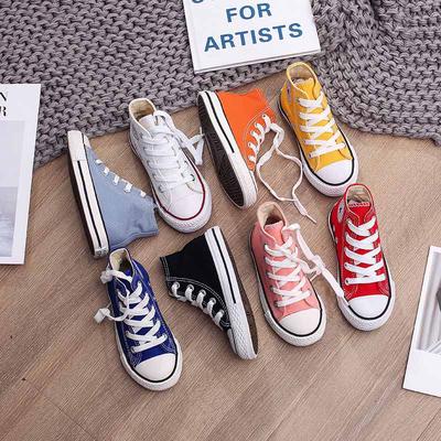 Child High-top Non-slip Canvas Shoes Sneakers Kids Breathable Basketball Shoes Lightweight Running Shoes