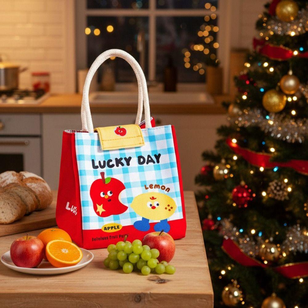 Cute Large Capacity Insulation Lunch Bag Waterproof with Handle Tote Bags Cartoon Lunch Box Bag Student